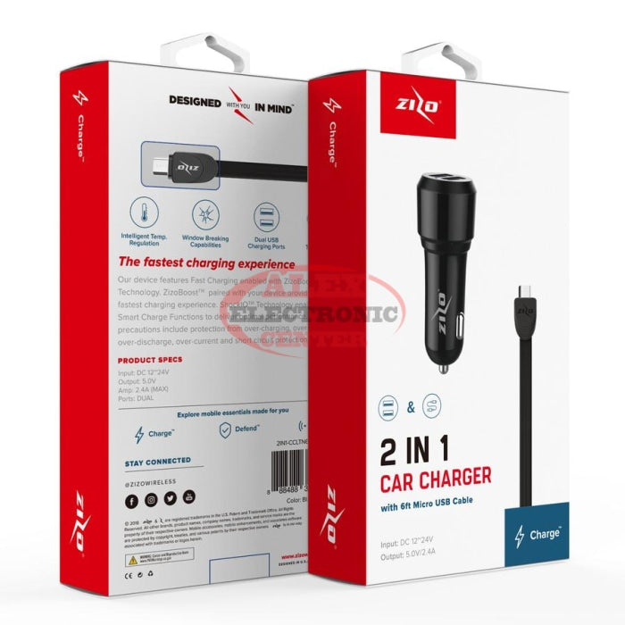 Charge 2In1 F11 Adapter And 6Ft Micro Usb Cable Bundle Black Charger