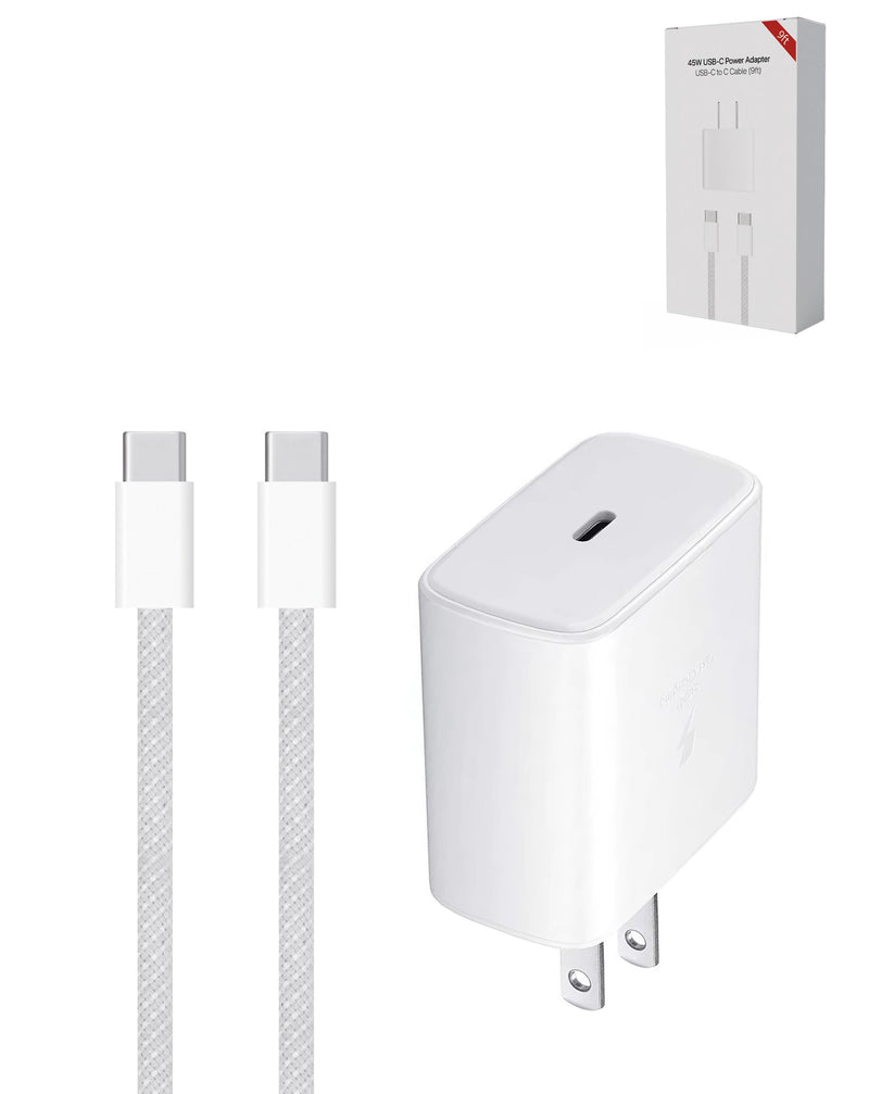 100W USB C-C Fast Charging Cable w/ 45W USB-C Power Adapter for iPhone 16/15 and iPads Series (9ft)