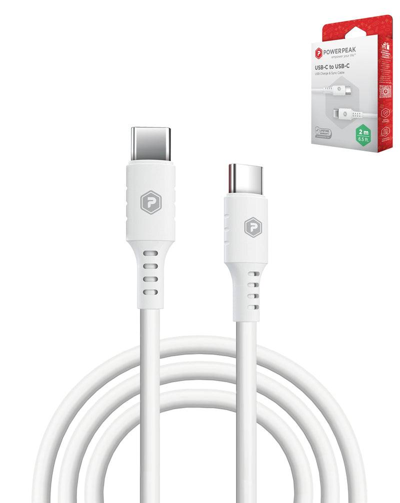 PowerPeak ECONOMY Type C-C Cable (WHITE) (6ft) (60W)