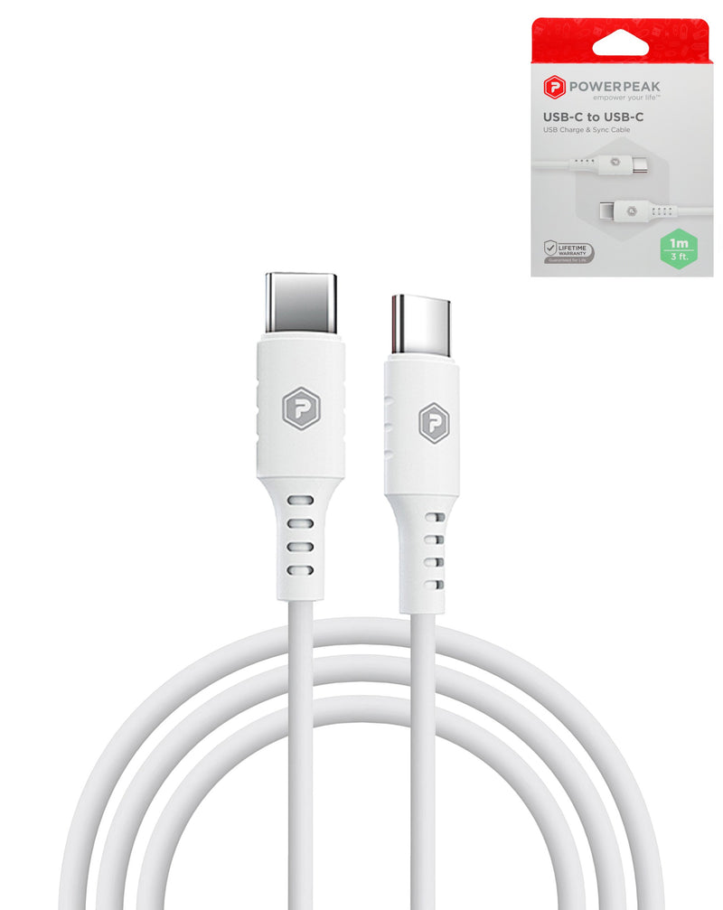 PowerPeak ECONOMY - Type C-C Cable (WHITE) (3ft) (60W)
