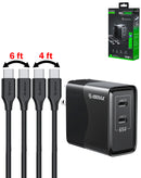 Esoulk EK2005 Dual USB C Wall Charging Plug w/ 4ft & 6ft USB C Cable (BLACK) (65W)
