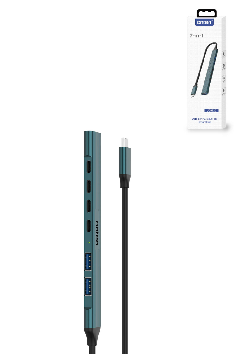 Onten 7in1 USB C Expander (SD/TF Card Reader +3 Ports USB HUB + PD3.0)