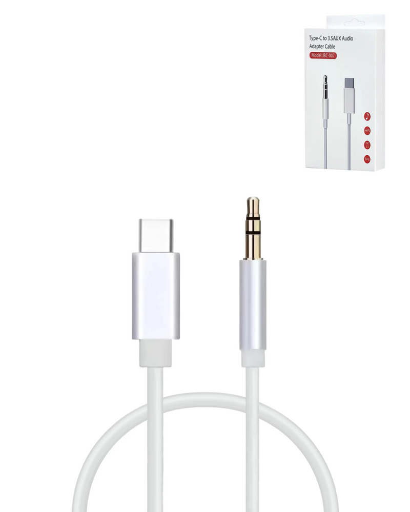 USB C-AUX Headphone Jack Cable (WHITE) (3ft)