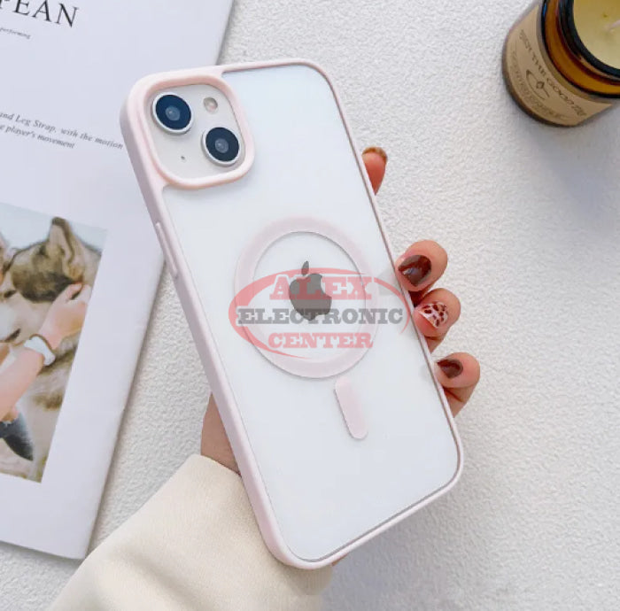 Magnet Clear Case With Color Iphone 15 Pro Max / Pink