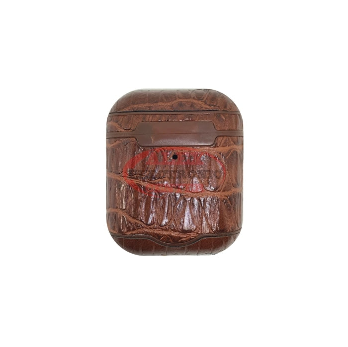 Airpods Leather Cover With Design Brown Accessories
