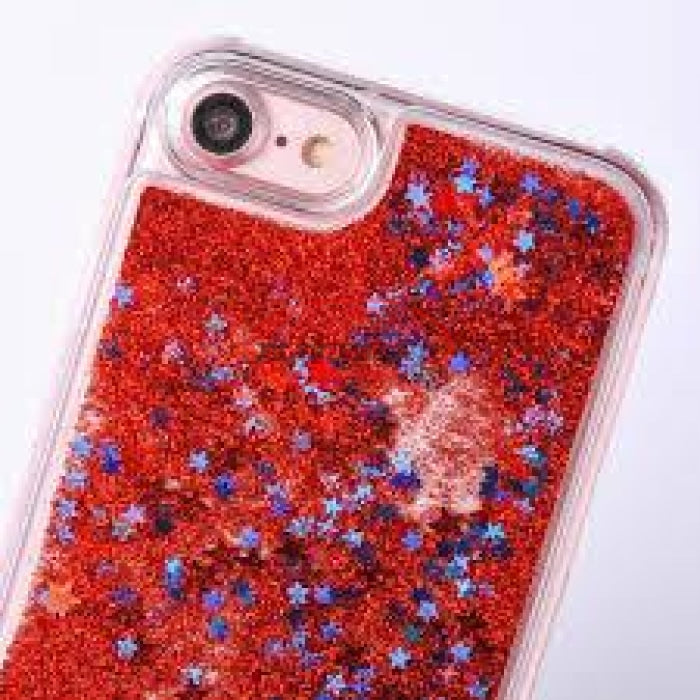 Clear Case Liquid Glitter With Star Iphone 7/8 Plus / Red