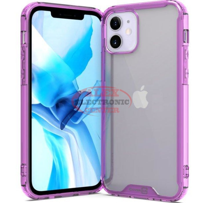 Clear Slim Fit Lightweight Hard Back Cover Tpu Iphone 12 (6.1) / Clear/purple Case
