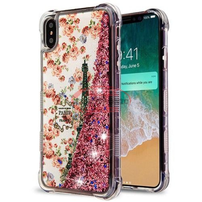 Eiffel/tower/ Silicone Clear Case Liquid Glitter Rose Gold