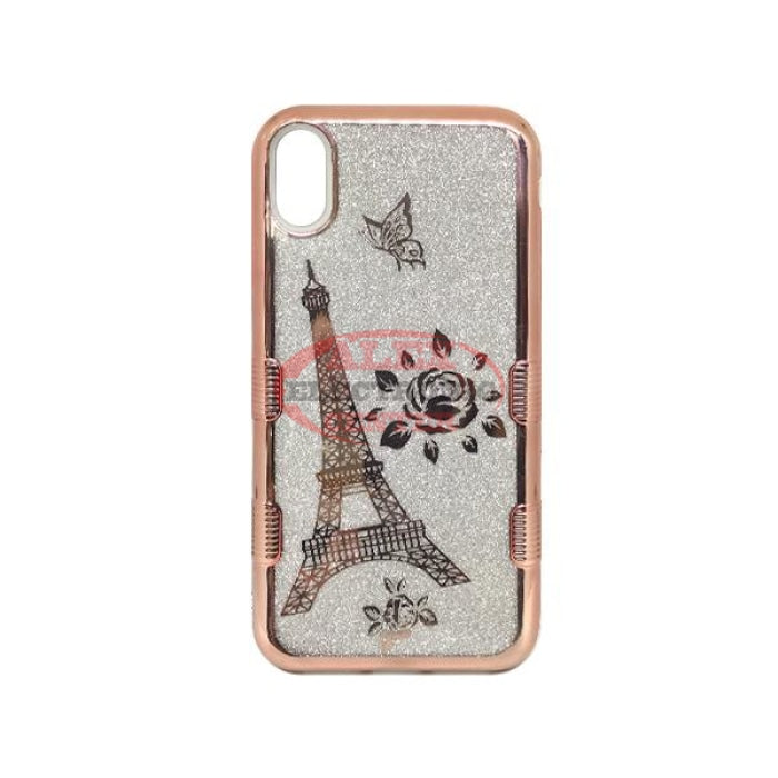 Electroplating Rose Gold Eiffel Tower Full Glitter Tuff Hybrid Protector Cover Case
