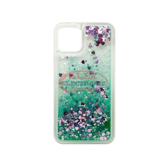 Hearts & Green Quicksand Glitter Hybrid Protector Cover Iphone Xs/x Case