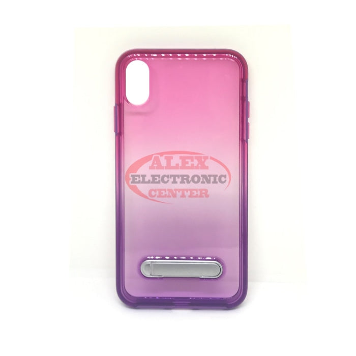 Hybrid Protector Cover (With Magnetic Metal Stand) Iphone Xs Max / Purple/hot Pink Case