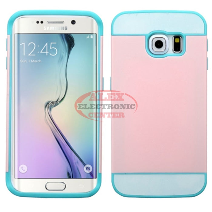 Rubberized Slim Hybrid Case Samsung S6 Edge / Pink/white