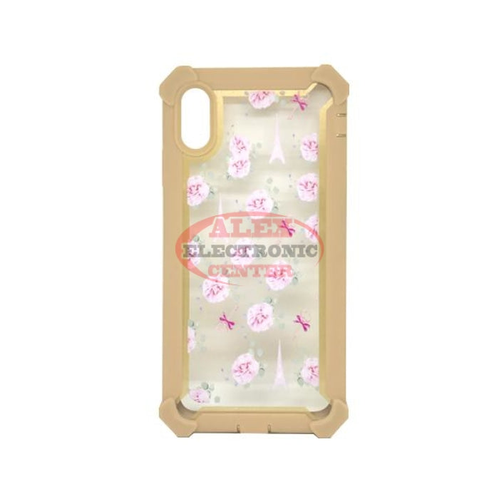 Tpu Design Case Iphone Xs Max / Gold Pink Roses