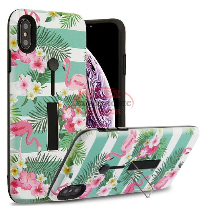 Tropical Flamingo/black Finger Grip Hybrid Protector Cover Case