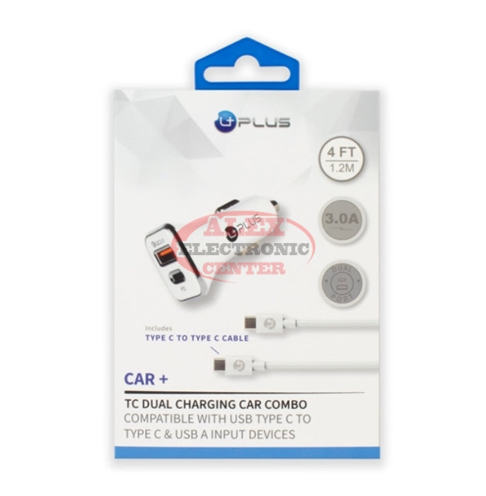 Type C Cable Fast Charging Dual Car Charger 3.0A Uplus Cables